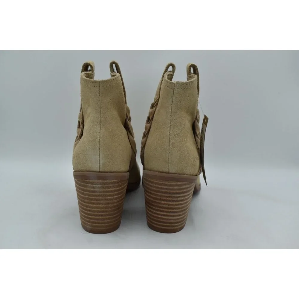 TOMS Womens Size 8 Constance Braided Oatmeal Suede‎ Western Booties Boots
